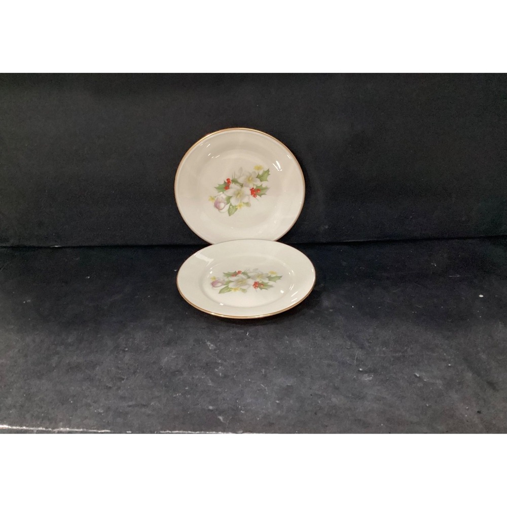 Set Of Two Lenox Holly and Floral Dessert Plates Special Collection